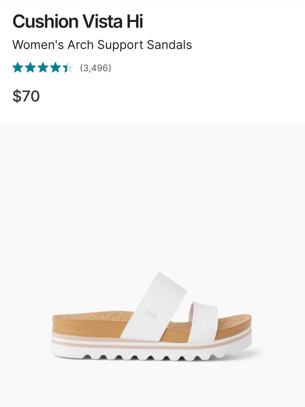Reef Cushion Vista Hi sandals size 8